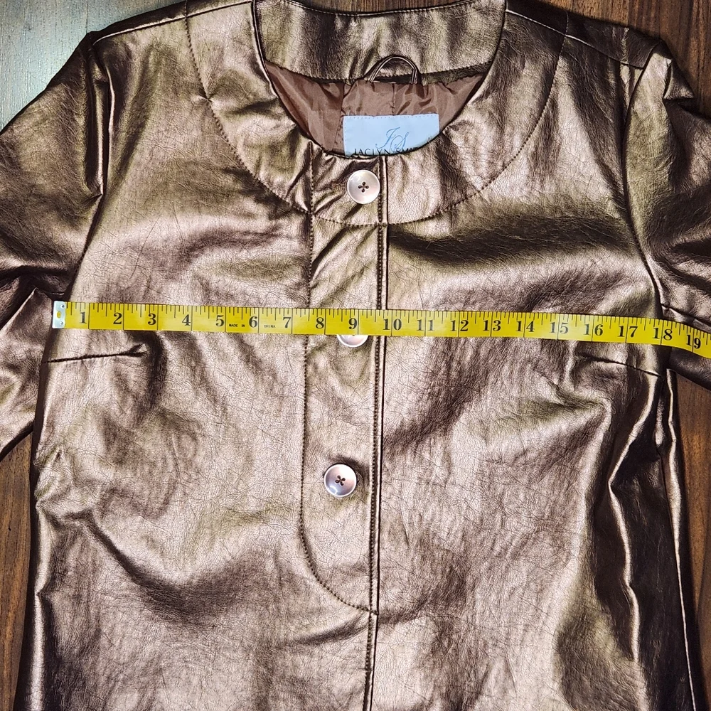 Vtg Jaclyn Smith Large Metallic Copper Bronze Button Front Holiday Jacket. - Picture 8 of 12